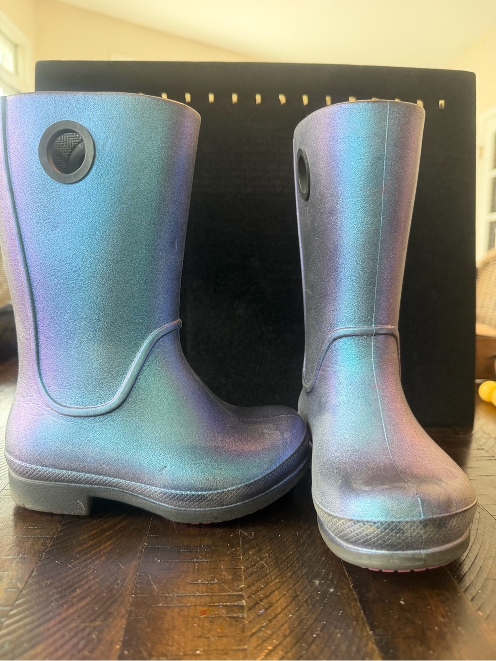 Kids Crocs Iridescent Purple-Blue Rain Boots
